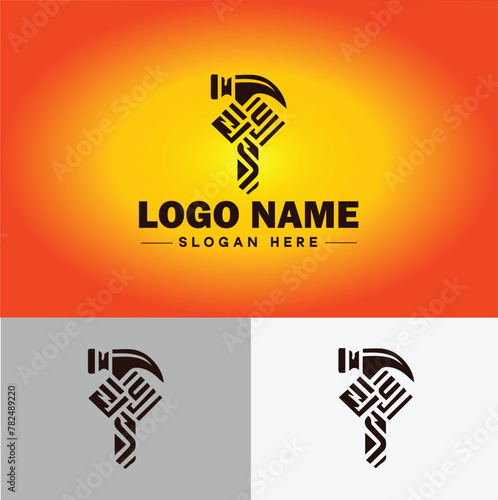 Hammer logo icon house repair tools construction thor icon vector for business app silhouette logo template