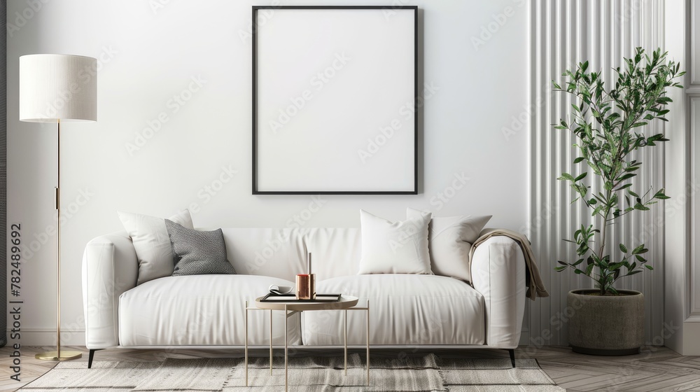 Frame mockup, Modern interior design. 3D render Frame mockup, Modern interior design. 3D render