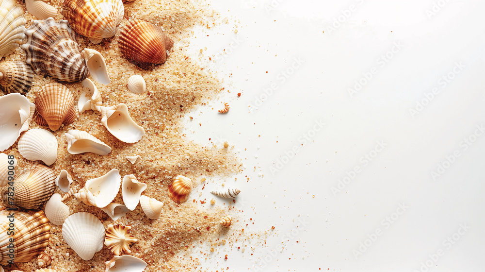 Sea sand and seashells, illustrator isolated on white background Sea sand and seashells, illustrator isolated on white background