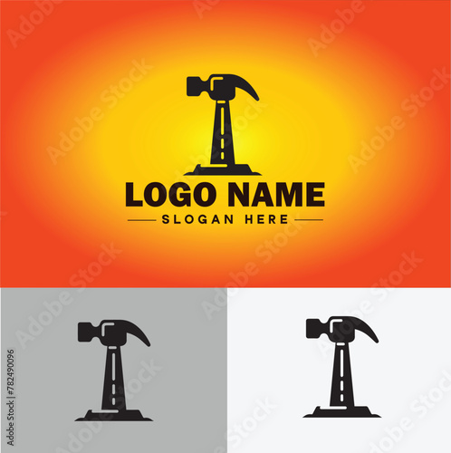 Hammer logo icon house repair tools construction thor icon vector for business app silhouette logo template