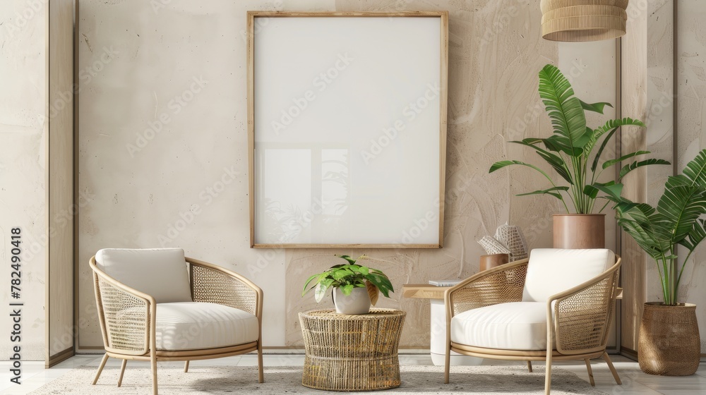 Frame mockup, Modern interior design. 3D render Frame mockup, Modern interior design. 3D render