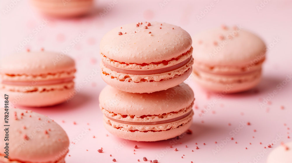 deliziosi macarons close-up su sfondo rosa deliziosi macarons close-up su sfondo rosa