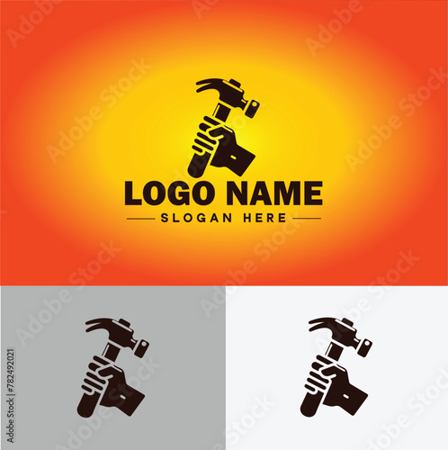 Hammer logo icon house repair tools construction thor icon vector for business app silhouette logo template