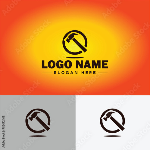 Hammer logo icon house repair tools construction thor icon vector for business app silhouette logo template
