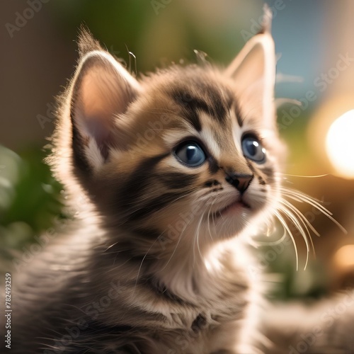 A curious kitten with a playful expression, batting at a toy2