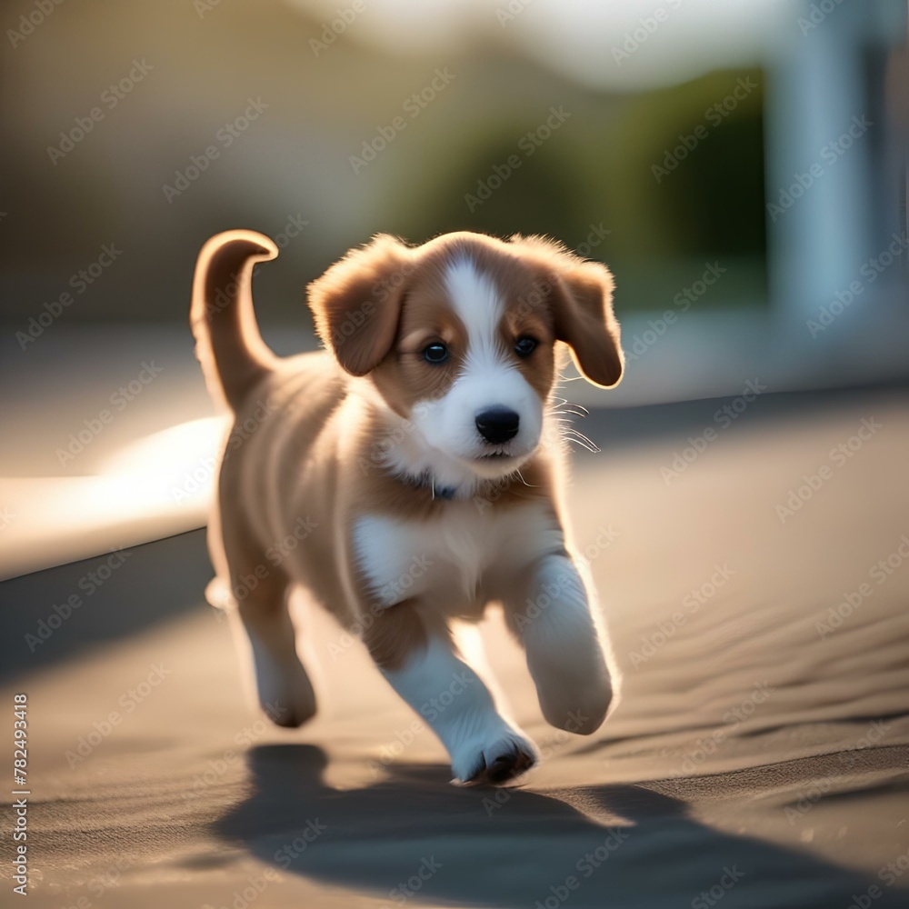 A playful puppy with floppy ears, chasing its own tail1