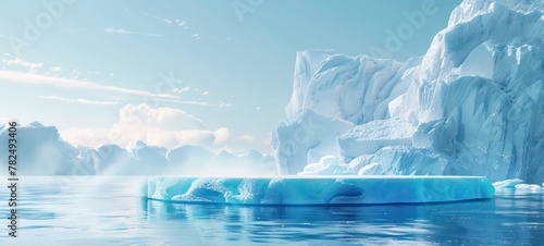 Podium ice water background product snow 3D mountain platform sea