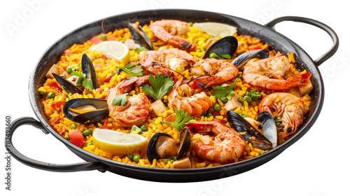 Paella Meal Isolated on transparent background.
