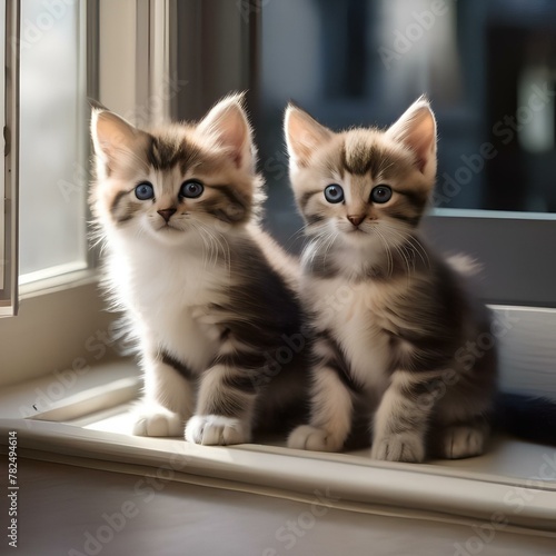 Wallpaper Mural A pair of kittens sitting in a window, watching birds outside5 Torontodigital.ca