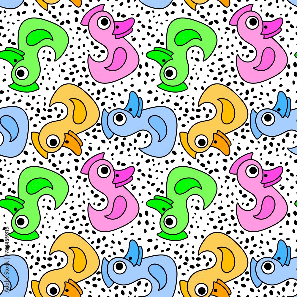 Cartoon animals birds seamless ducks pattern for wrapping paper and kids clothes and summer print Cartoon animals birds seamless ducks pattern for wrapping paper and kids clothes and summer print