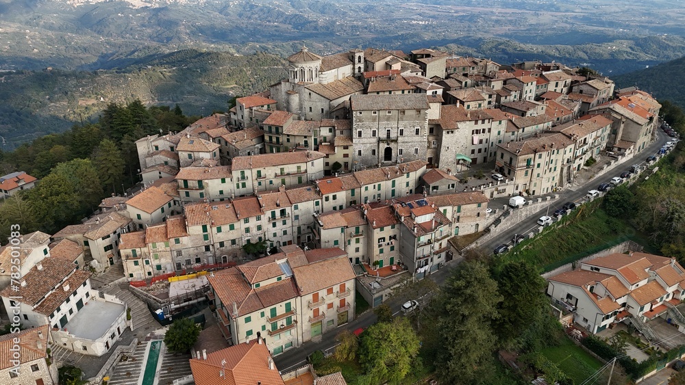 Naklejka premium Capranica Prenstina, in Lazio, Italy. Aerial View.
