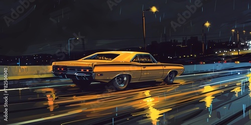 muscle car illustration, motors, roadtrips, ai image of cars