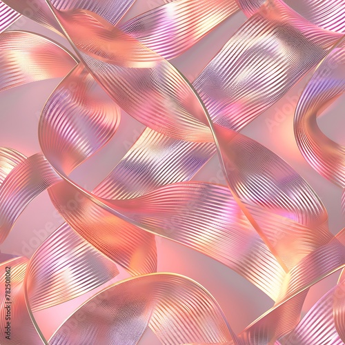 An Illusion of Infinity seamless pattern pink bronze silver waves, tile background wallpaper fluid flowing