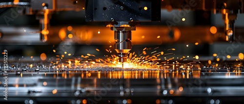 Precision Metalwork: CNC Machine in Action. Concept Metal Fabrication, Industrial Equipment, Manufacturing Innovation, Precision Engineering