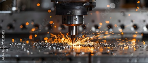 Precision in Motion: CNC Machining Sparks. Concept Manufacturing Processes, CNC Technology, Precision Engineering, Industrial Innovations, Metalworking Techniques