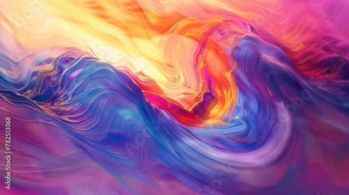 A fluid and dynamic gradient wave emerges from a canvas adorned with bold strokes of vivid color.