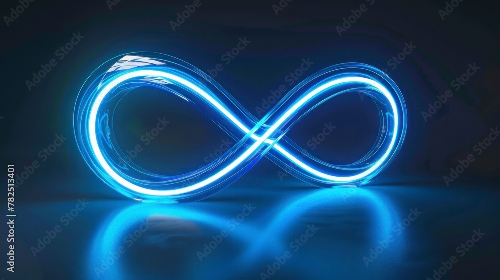 Infinity design in 3D neon blue color in high resolution and high quality. Infinity concept Infinity design in 3D neon blue color in high resolution and high quality. Infinity concept