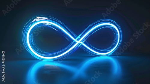 Infinity design in 3D neon blue color in high resolution and high quality. Infinity concept