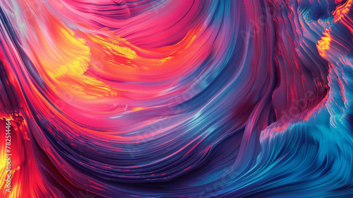 Bold strokes of vibrant color swirl gracefully, converging to create a captivating gradient wave that exudes energy and movement.