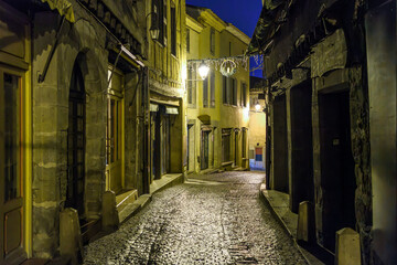 Keuken achterwand Smal steegje Verlichte steeg in Carcassonne bij nacht  © Kirk Fisher