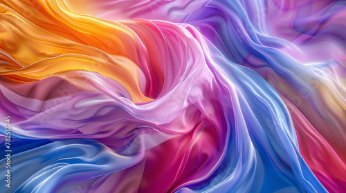 A fluid motion of vibrant hues creates a mesmerizing gradient wave, evoking a sense of energy.