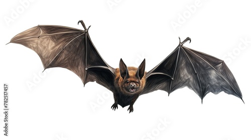 Bat in flight in hand drawn style isolated on white background.