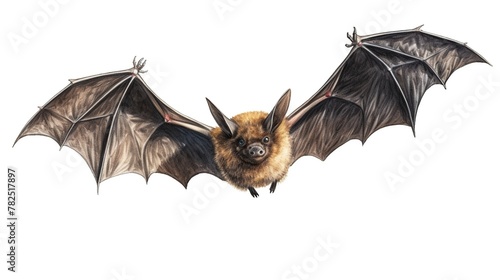 Bat in flight in hand drawn style isolated on white background.