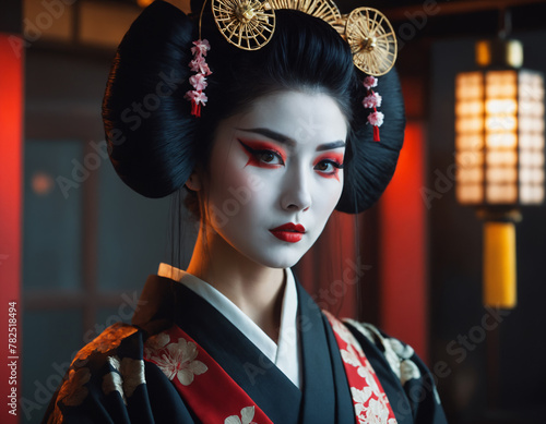 Ethereal Elegance: Gothic Geisha Portrait
