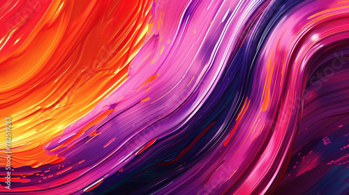 Bold strokes of vibrant hues merge seamlessly, creating a dynamic gradient wave full of energy.