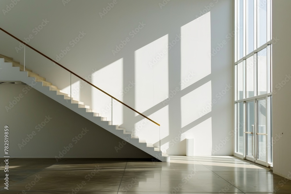 Fototapeta premium Minimalist Staircase with Shadow Play and Vase Detail