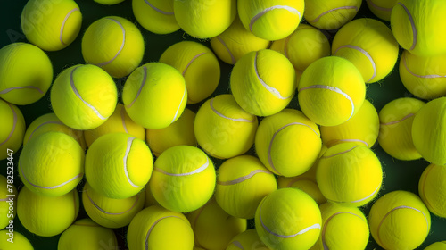 top down view of yellow tennis balls pattern background © Jakob