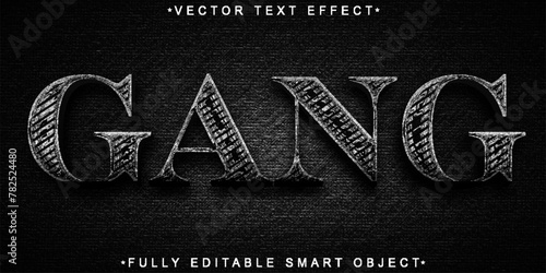 Silver Dark Gang Vector Fully Editable Smart Object Text Effect