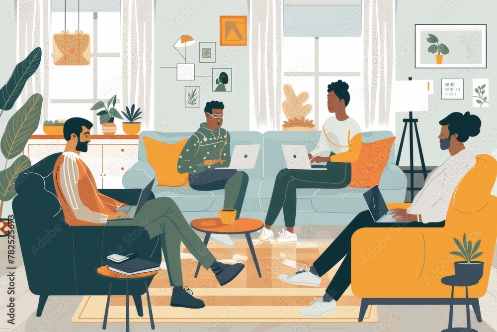 Collaborative Virtual Workspace Concept Illustration Collaborative Virtual Workspace Concept Illustration