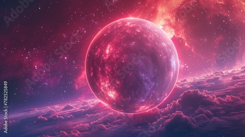 Cosmic Dawn: Radiant Planet Illuminating A Vast Nebula