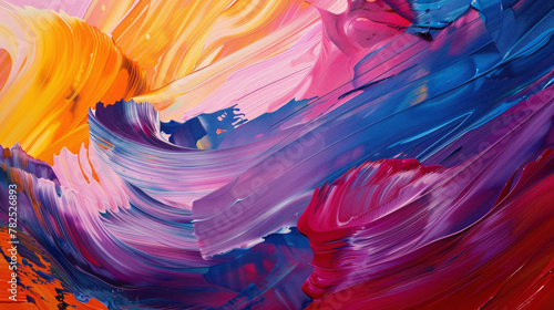 Bold strokes of vivid color sweep across the canvas  forming a dynamic gradient wave.