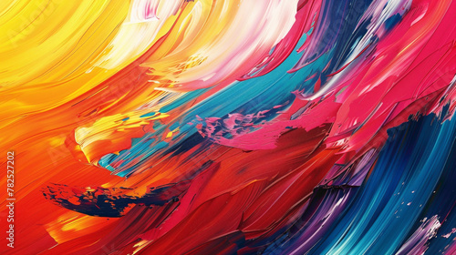Bold strokes of vivid color cascade down the canvas, forming a dynamic gradient wave in motion.