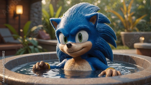 Sonic The Hedgehog In A Hotub photo