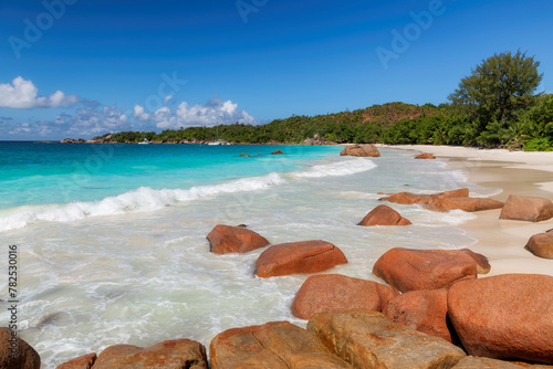 Fototapeta Naklejka Na Ścianę i Meble -  Beautiful Anse Lazio beach in Praslin island, Seychelles	