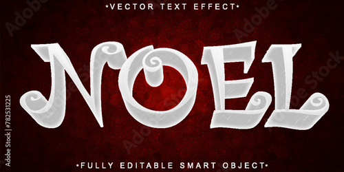 White Christms Noel Cartoon Vector Fully Editable Smart Object Text Effect