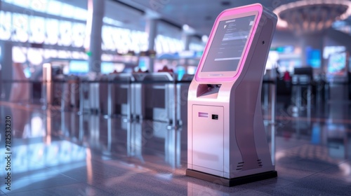 Airline Check-in Kiosk Mockup, Airport Efficiency, AI Created