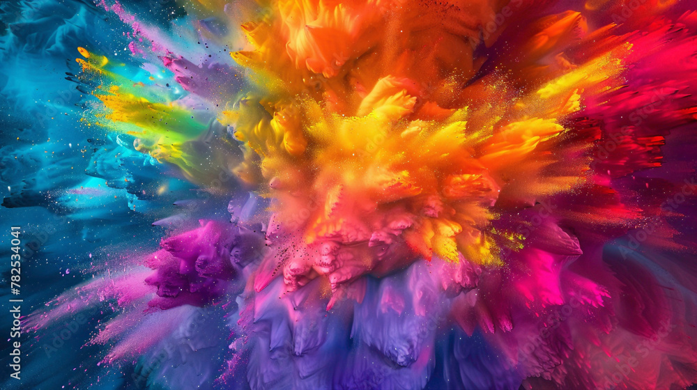 Colors explode with intensity, forming a dynamic and vivid background.