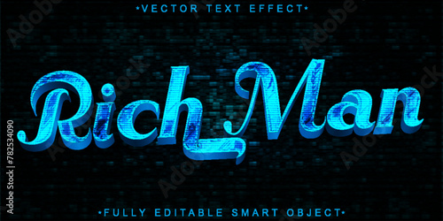 Shiny Luxury Blue Rich Man Vector Fully Editable Smart Object Text Effect