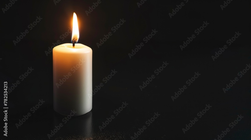 white candle lit on a black background giving light in high resolution and quality white candle lit on a black background giving light in high resolution and quality