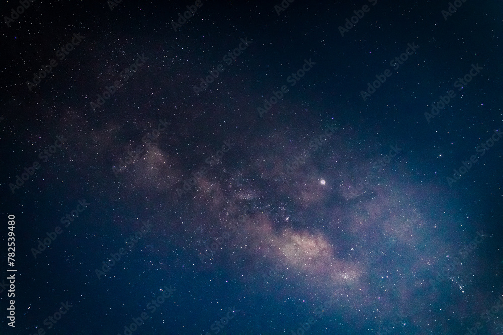 Night background with stars and the milky way in the center 
