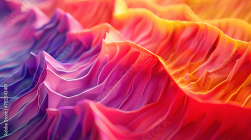 Dynamic movements of vibrant hues merge together, resulting in a visually striking gradient wave.