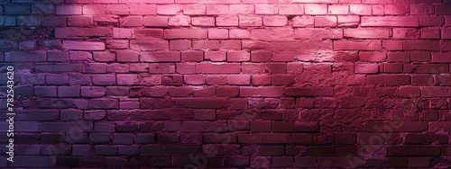 Antique brick wall with red and blue neon lighting  empty scene background for showing products