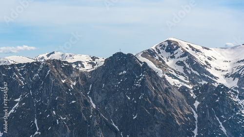 Aerial view of Giewont peak in Tatra mountains