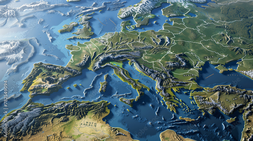 High quality map Europe with borders of the regions High quality map Europe with borders of the regions