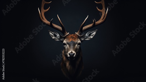 a deer head with antlers