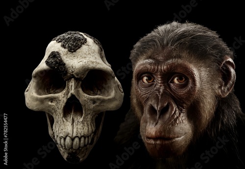 Lucy is a famous Australopithecus afarensis, one of the first hominins who lived in Africa about 3.2 million years ago. Her skeleton is one of the most complete hominid fossils ever found photo
